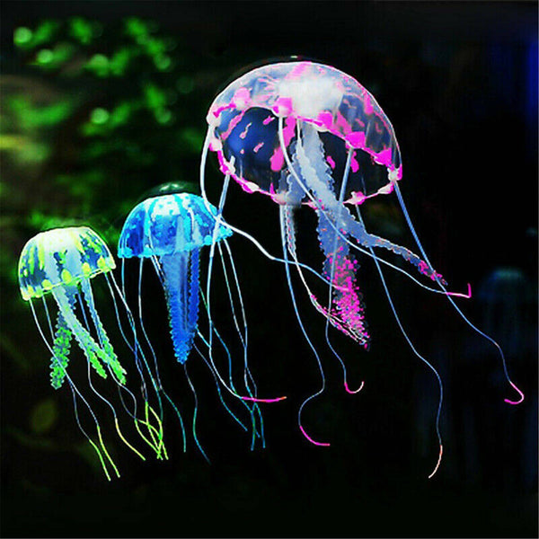 3X Fish Tank Fluorescent Glowing Beauty Artificial Simulated Jellyfish Ornament