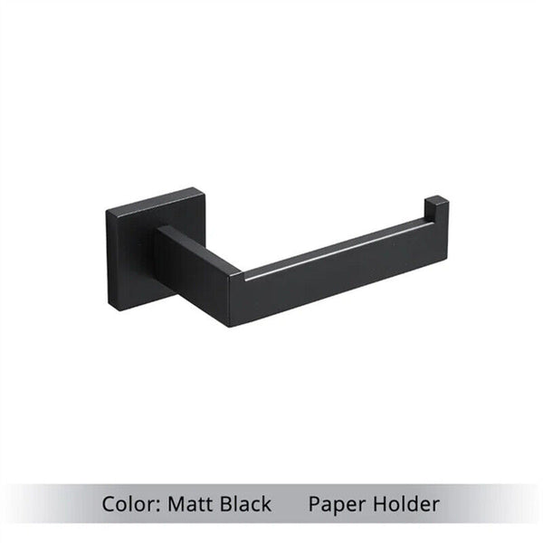 Matt Black Toilet Paper Roll Holder Hand Rack Hook Stainless Steel WALL MOUNTED