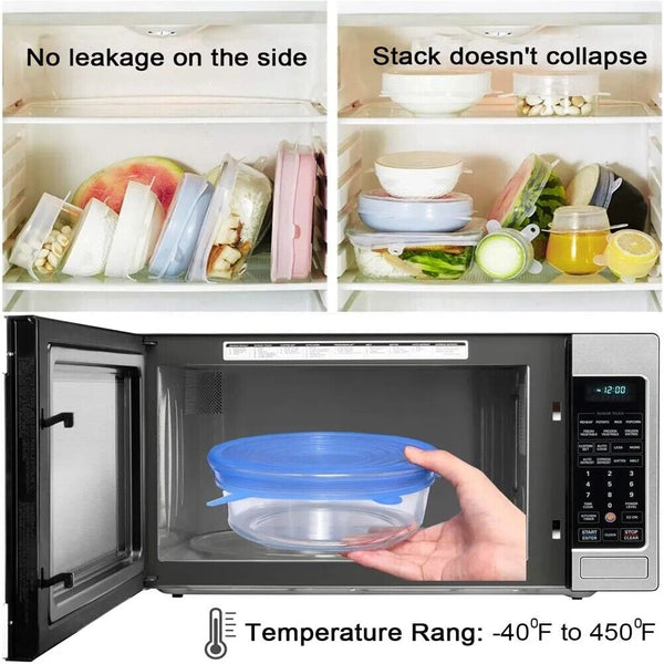 6Pcs Stretch Reusable Silicone Bowl Wraps Food Saver Cover Seal Lids Food Cover