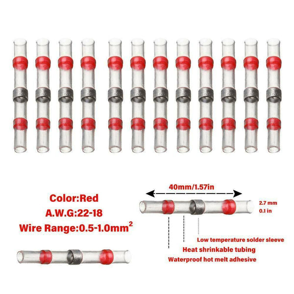 150PCS Solder Seal Sleeve Heat Shrink Butt Wire Connectors Waterproof Terminals