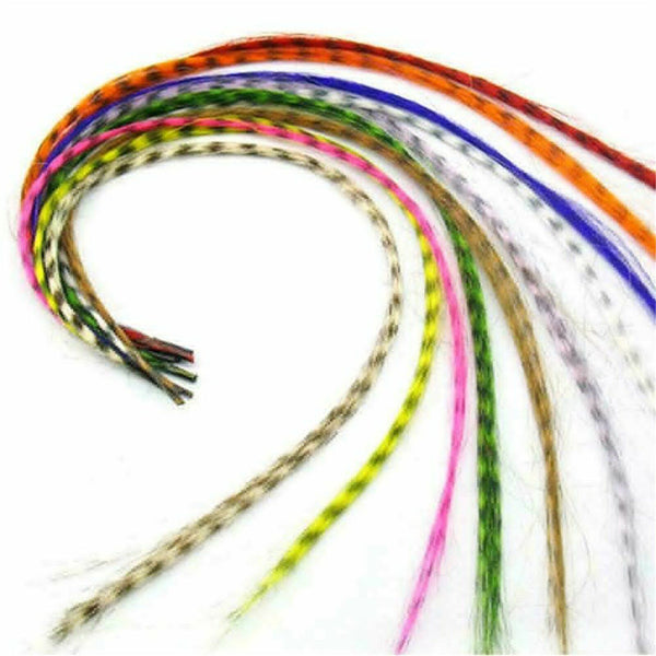 50pcs Grizzly Synthetic Feather Straight Hair Extensions 40cm With 50 Beads Set