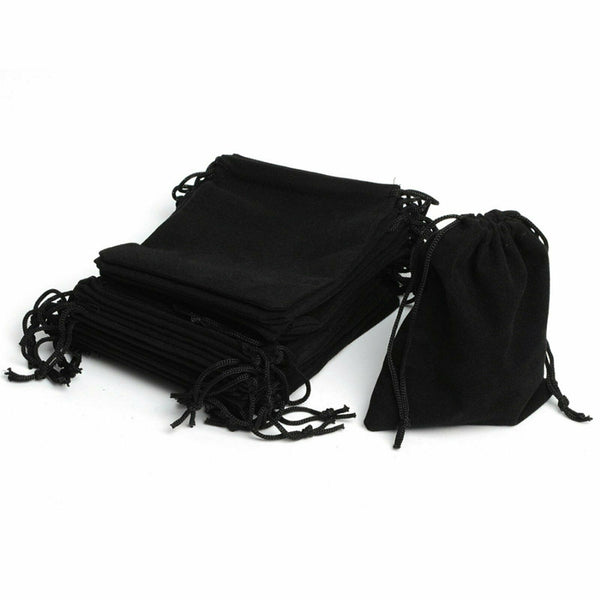 100PCS Velvet Drawstring Black Jewelry Storage Safety Case Gift Bags Pouches AU - Lets Party