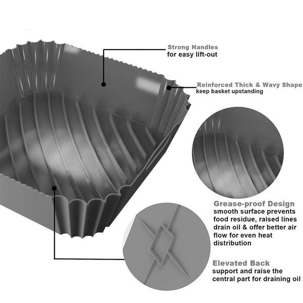New Square Air Fryer Non-Stick Baking Tray Silicone Pot Basket Liner