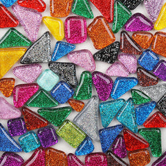 Mixed Glitter Glass Tiles Crystal Mosaic Tiles Kitchen Bathroom Art Craft Supply