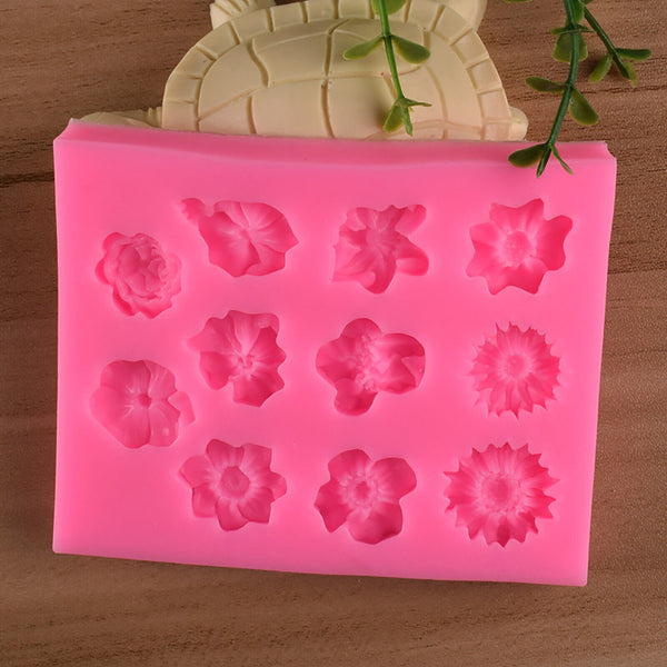 2X Silicone Flower Fondant Mold Cake Chocolate Baking Mould 3D Sugarcraft Decor