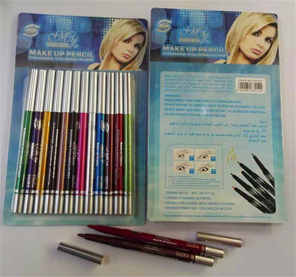 2Sets 24PCS Eyeliner Pencil 12 Color Cosmetic Makeup Pen Set Eye Shadow Glitter
