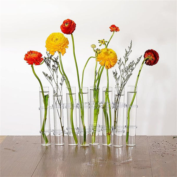 8pcs/Set Hinged Flower Vase Glass Test Tube Vases for Flowers Hydroponic Flower
