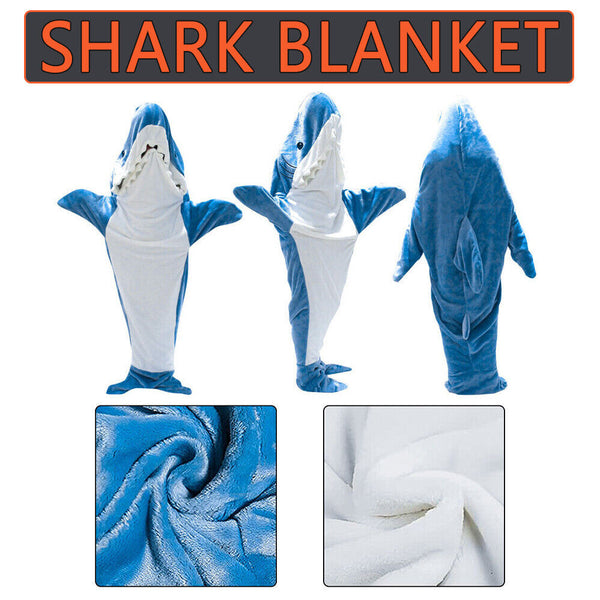 Shark Blanket Super Soft Cozy Flannel Hoodie Shark Sleeping Bag S-XXL