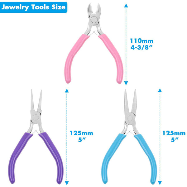 3X Jewellery Making Pliers Round Nose Pliers Beading DIY Wire Cutters Combo Tool