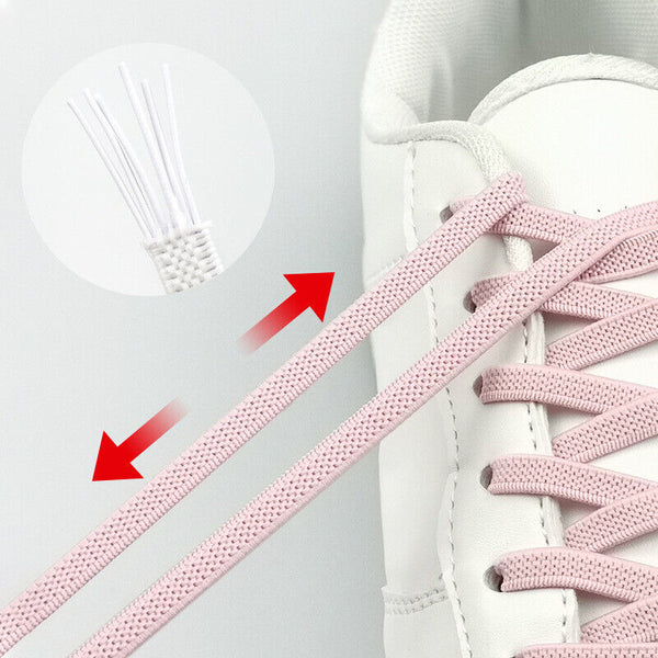 No Tie White Locked Elastic Shoelace Shoe Lace Lazy Laces Sneakers Sports Kids Adults - Lets Party