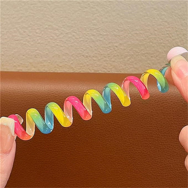 5PCS Colorful Telephone Wire Hair Bands Bowknot Braided Wire Hair Bands for Kids