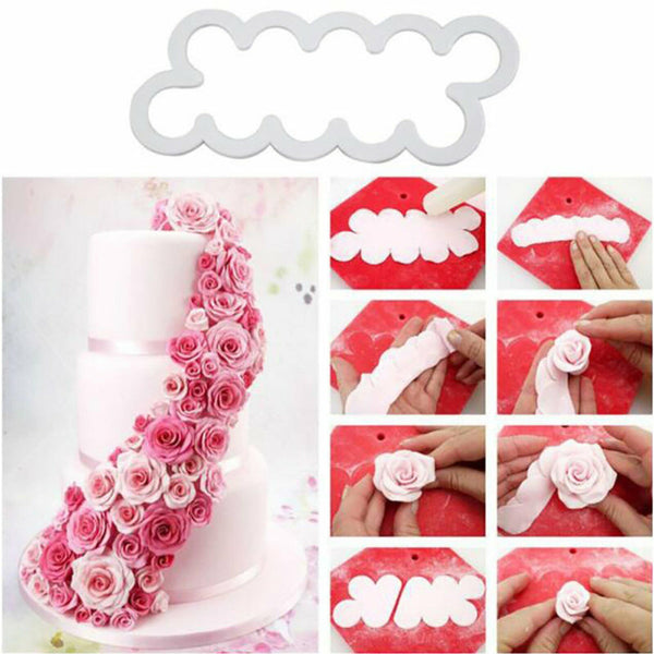 6PCS Cake Rose Sugar Mould Baking Flower Cutter Decorating Tool Fondant Mold