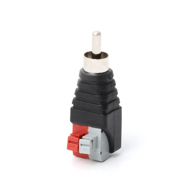 2Pcs Speaker Wire A/V Cable to Audio Male RCA Connector Adapter Jack Press Plug