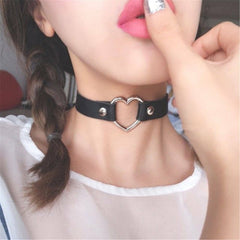 Punk Gothic Leather Love Heart Choker Collar Buckle Necklace Teens Stunning Gift