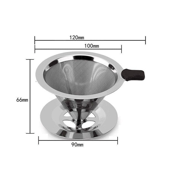 Coffee Tea Cup Drip Filter Mesh Holder Reusable Stainless Steel Pour Over Funnel