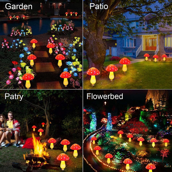 Solar Mushroom Fairy String Light LED Outdoor Garden Ornament Statues Yard Decor