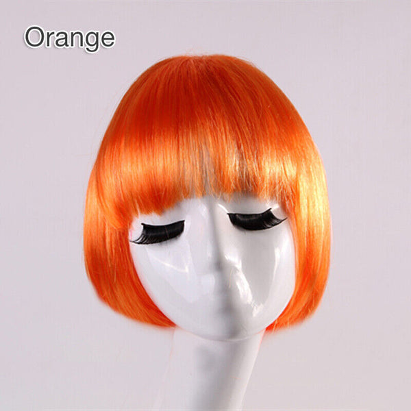 Womens Short Straight BOB Sleek Hair with bang Synthetic Cosplay Wig Wigs Party