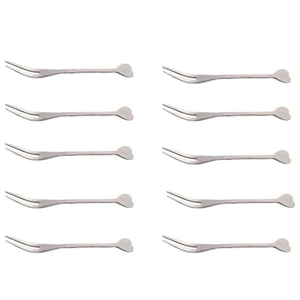 10PCS Appetizer Dessert Forks Stainless Steel Mini Salad Fruit Cake Cocktail - Lets Party