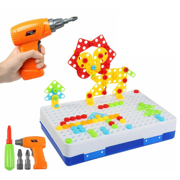 237Pcs Design & Drill 3D Puzzle Mosaic Pegboard Imagination Creative Building - Lets Party