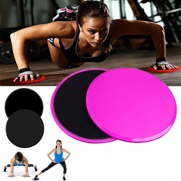 2x Gliding Sliding Discs Core Sliders Gym Yoga Fitness Exercise Workout Training - Lets Party