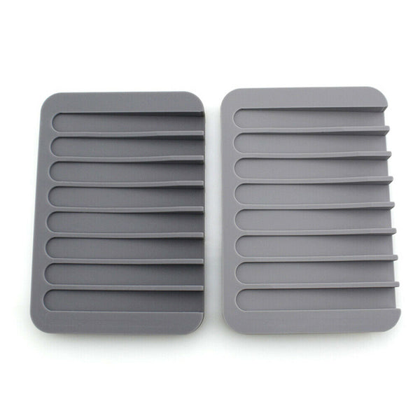 1/2 Silicone Soap Dish Storage Holder Soapbox Plate Tray Drain Box Tool Bathroom - Lets Party
