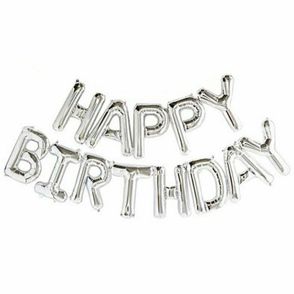 40cm 3D Happy Birthday Letters Balloons Inflating Foil Banner Bunting Celebrate - Lets Party