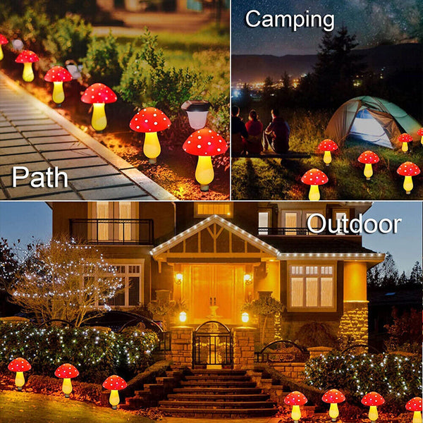 Solar Mushroom Fairy String Light LED Outdoor Garden Ornament Statues Yard Decor