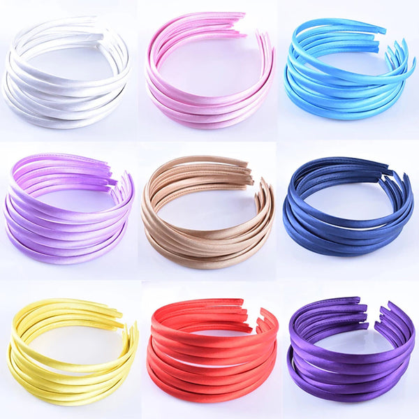 34pcs Girls Womens Plain Satin Alice Band Headband 10mm Ribbon Hoop Hair Band AU