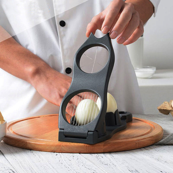 2 in 1 Egg Cutter Stainless Steel Cutting Egg Slicer Slicing Gadgets Kitchen AU