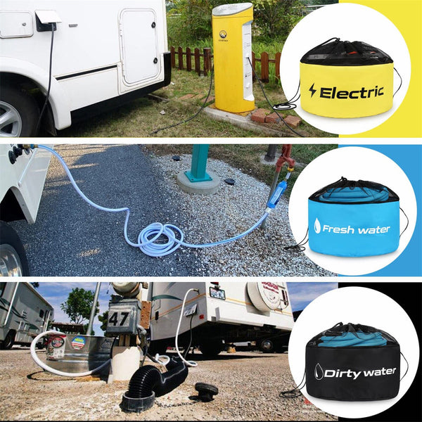 3xHose Storage Bag Caravan Camping RV Cable Cords Organizer Water Hose Accessory