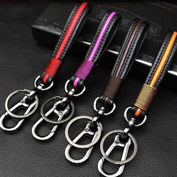 Fashion Metal Leather Car Keychain Keyring Keyfob Key Chain Ring Holder Bag Gift