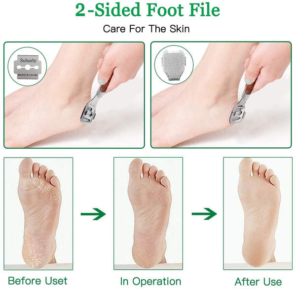 Foot Care Pedicure Callus Shaver Hard Skin Remover Wood Handle 10 Blades AUS