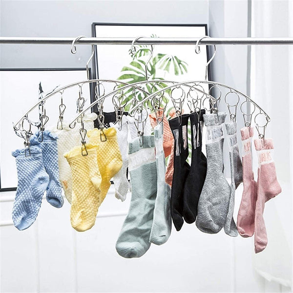 3/6x10Pegs Stainless Steel Laundry Sock Underwear Clothes Dryer Rack Hanger Clip - Lets Party