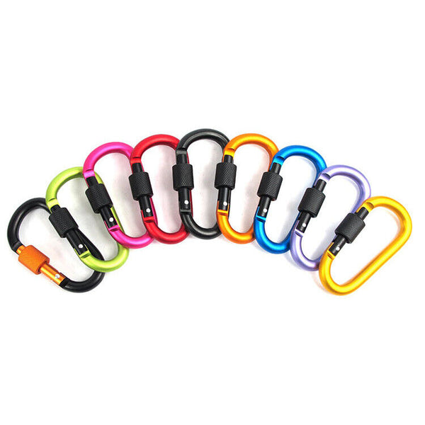 Aluminum Snap Hook Carabiner D-Ring Screw Key Chain Clip Lock Camping Keyring