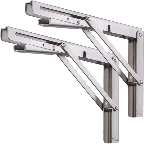 2Pcs Stainless Steel Folding Table Bracket Shelf Bench 150kg Load Heavy Duty AUS