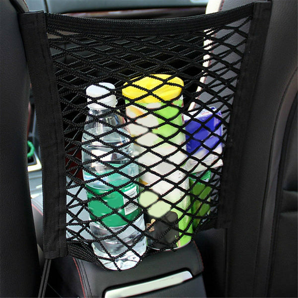 Universal Car Seat Elastic Mesh Net Trunk Cargo Luggage Storage Bag Holder Black