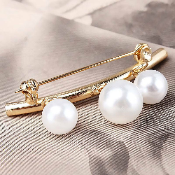 1X Three Pearl Design Dress Cardigan Blouse Shawl Clip Brooch Pin Metal Alloy AU