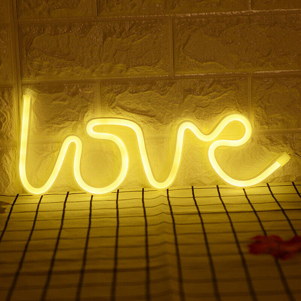 Love LED Neon Sign USB Battery Night Light Wall Bar Club Background Lamp Xmas Au