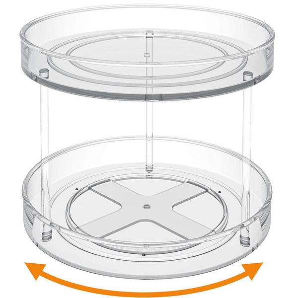 2 Tier Lazy Susan Turntable Spice Rack Organizer Cabinet Storage Tray Kitchen AU