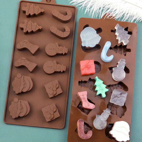 Christmas Cookies Cake Mould Jelly Silicone Chocolate Baking Mold Soap Ice Tray
