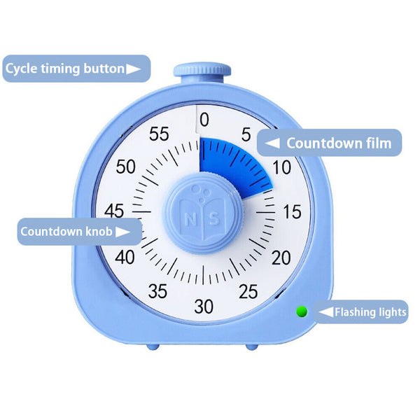 60 Minutes Visual Analog Timer Countdown Clock Time Management Kids Adult Tool