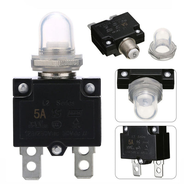 1/5x 5-15 AMP Push Button Manual Reset Thermal Circuit Breaker Overload Switch