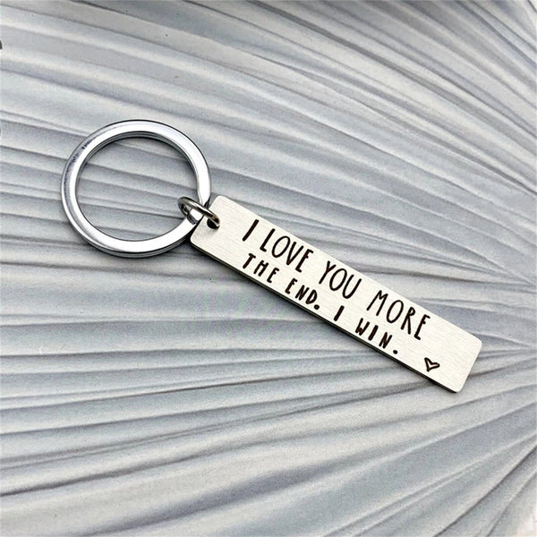 I Love You More The End I Win Stainless Steel Couple Keyring Keychain Gift Funny