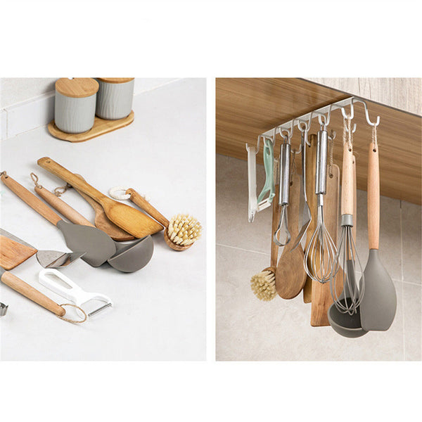 12 Hook Mug Cup Rack Holder Under Shelf Kitchen Cabinet Metal Hanger Wardrobe AU