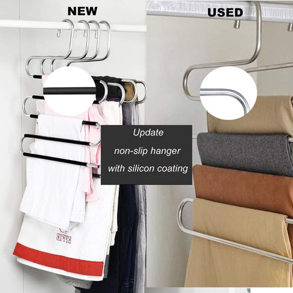 2/4pcs 5 Layer Clothes Hanger Pants Ties Space Saving Organizer Scarf Coat Rack
