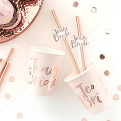 10-100x Rose Gold Team Bride Paper Straws Straw Party Wedding Hens Party Bridal