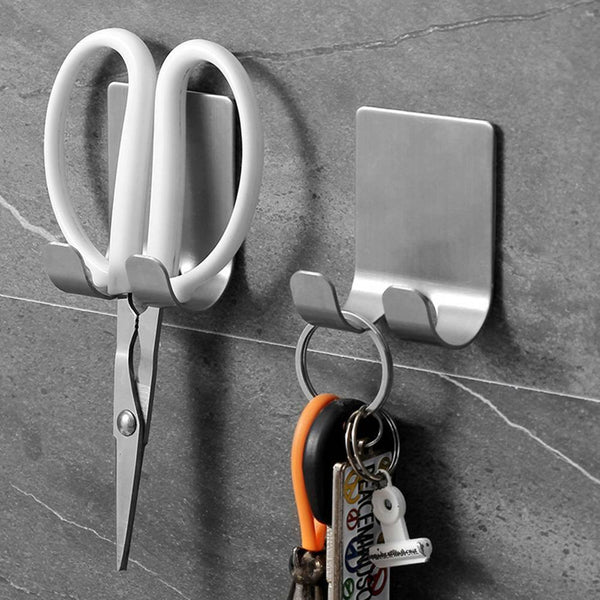 8PCS Hook Stainless Steel Self Adhesive Hooks Wall Sticky Wall Storage Hanger AU