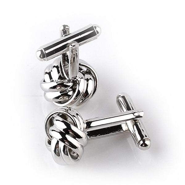 STAINLESS STEEL CUFFLINKS GIFT WEDDING VINTAGE MENS SUPERB TWIST KNOT CUFF LINKS