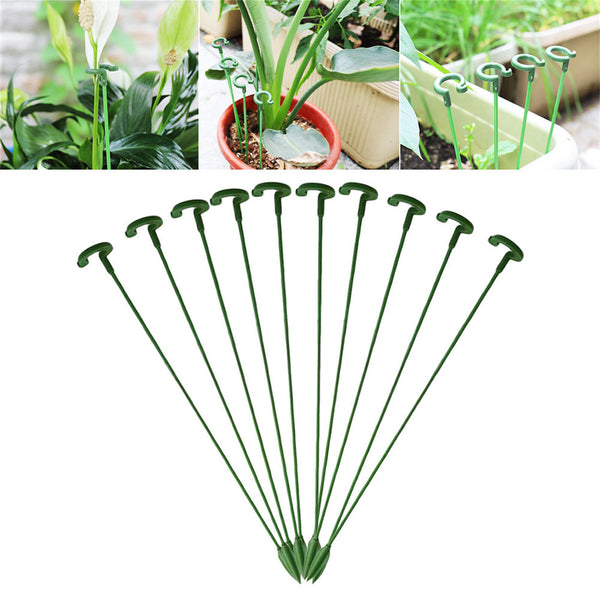 10X Garden Single Stem Support Ring Plants Flower Support Stake Fiberglass Green
