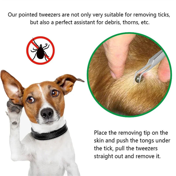 3pcs Pet Cat Dog Tick Remover Tool Stainless Steel Fleas Tweezers Clip Kit Set